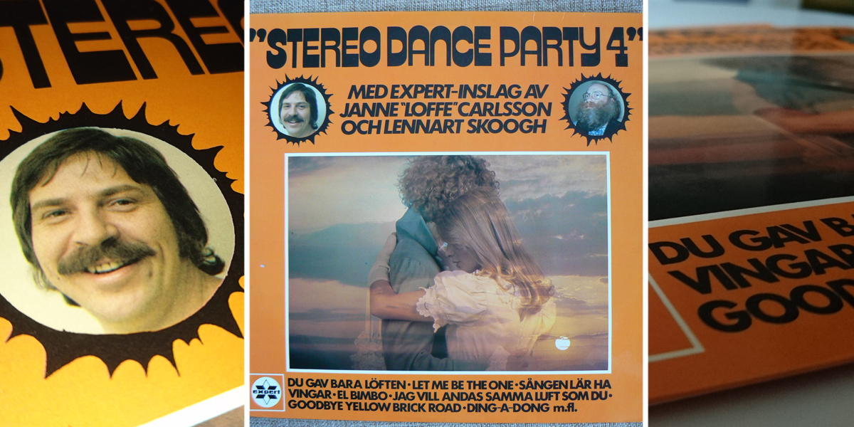 Janne Loffe Carlsson och skivan Stereo Dance Party 4 (montage: Henrik Martinell och Estrid Wagersten)